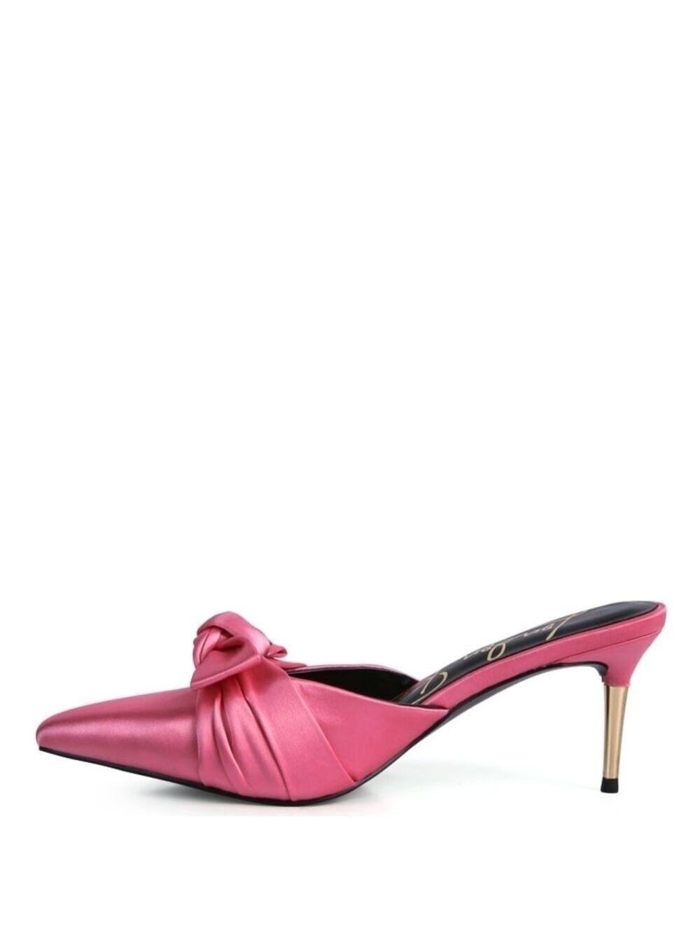 Chic Pink Satin Mule Heels with Bow Sizes 8 - Picture 4 of 6
